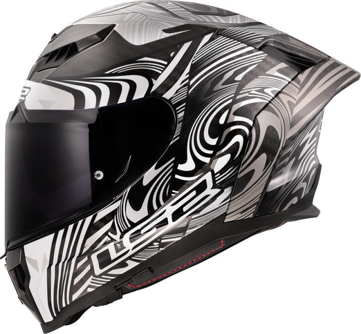 LS2 DRAGON ENTHUM FF807 road helmet in glossy silver, featuring aerodynamic design and ventilation for motorcycle riding.