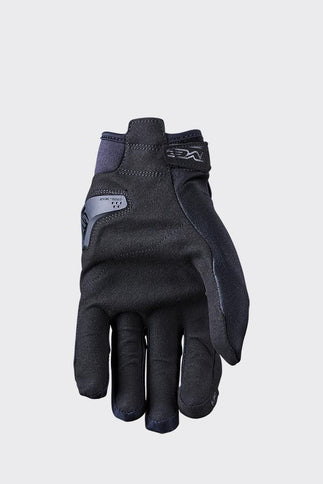 FIVE GLOVES FIVE GLOBE EVO WOMAN MX gloves in black with protective palm padding, designed for motocross and street riding.
