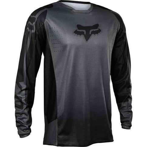 Dark Shadow FOX 180 Leed MX jersey featuring lightweight, breathable fabric and bold branding, designed for motocross riding.