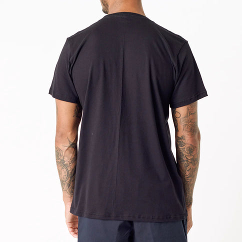 Black FOX Resolute Tee displayed flat, featuring a classic crew neck and FOX logo on the chest, made from soft, comfortable fabric.