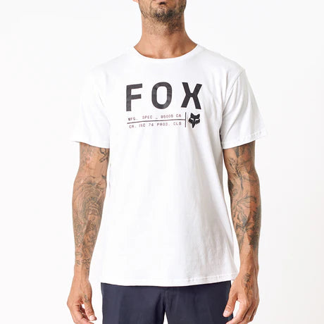 White FOX Non Stop 3.0 Ss Tee, a casual short-sleeve t-shirt with FOX branding, displayed on a plain background.