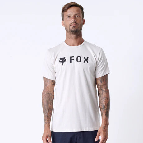 White FOX Absolute SS Tee displayed flat, showing the classic crew neck and short sleeves with FOX branding on the chest.