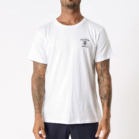 White FOX Route 62 Ss Tee showing a casual short-sleeve t-shirt with the FOX logo on the front.