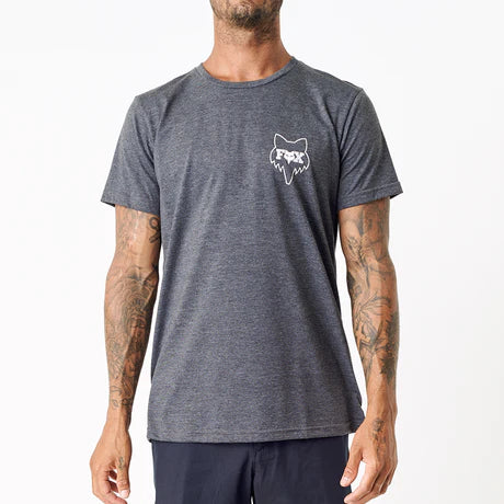 Black Melange FOX In Theory short sleeve tee, casual men's T-shirt with a comfortable fit and classic style.