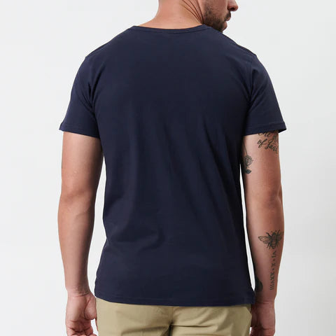 Navy FOX Hotlaps T-shirt with graphic design, short sleeves, and crew neck, made of soft cotton fabric.
