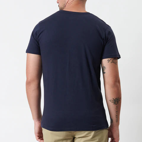 Navy Fox Moto-X T-shirt featuring bold fox logo, casual fit, and comfortable cotton fabric, perfect for motocross fans and casual wear.