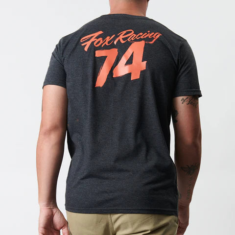Fox Scripted Tee Heather Black, men's casual t-shirt with printed logo design in black, made by FOX.