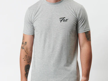 Fox Scripted Tee Heather Dirt Grey