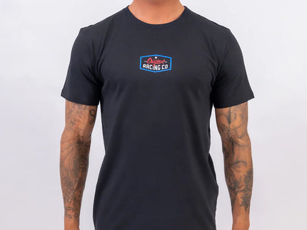 Black FOX Original SS Tee displayed flat, featuring a classic crew neck and short sleeves with FOX branding.