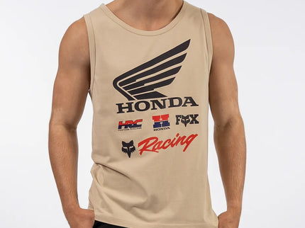 Fox gravel-colored Honda Fox vest T-shirt featuring a comfortable fit and stylish design, ideal for casual wear and outdoor activities.