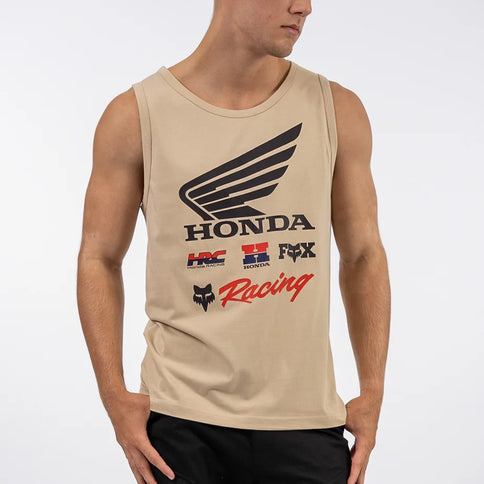 Fox gravel-colored Honda Fox vest T-shirt featuring a comfortable fit and stylish design, ideal for casual wear and outdoor activities.