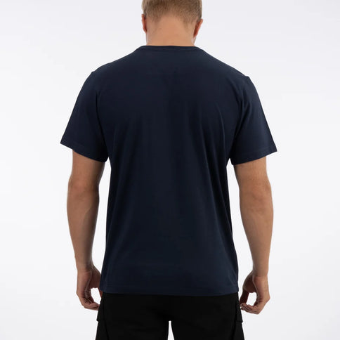 Navy KAWASAKI VERTICAL FOX TEE by FOX, featuring a graphic design on the front, casual fit, and soft fabric.
