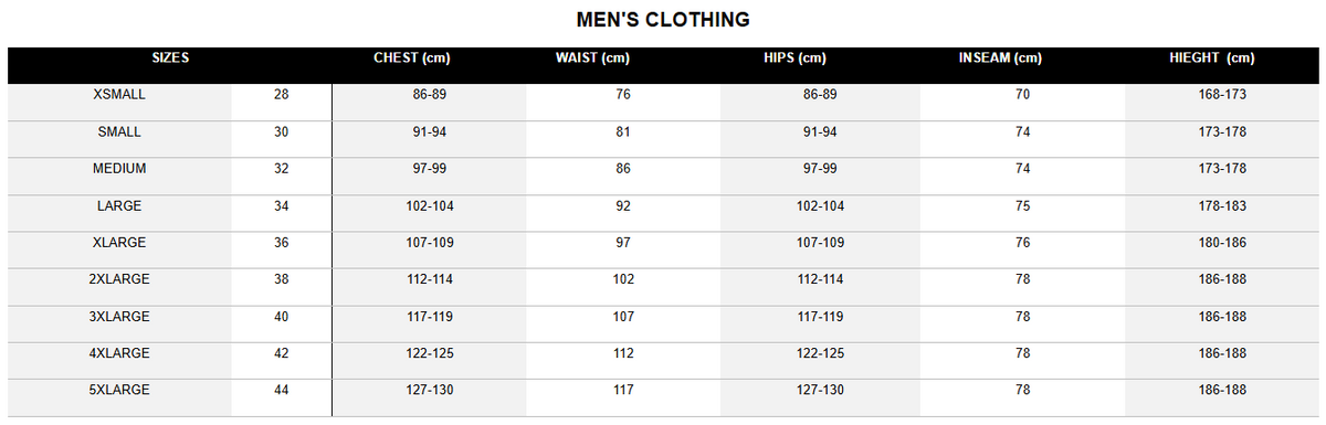 Size chart