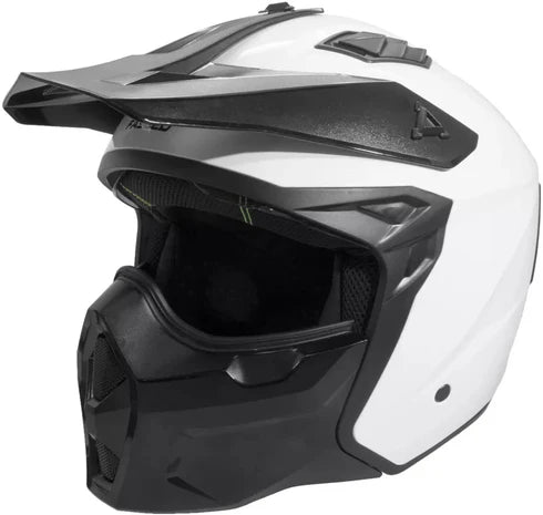 White Faseed FS-X1-X open face road helmet showing smooth surface and secure strap for motorcycle riding.