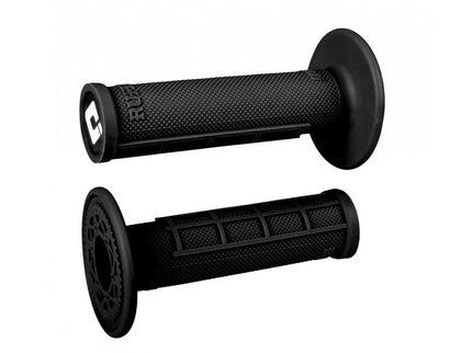 ODI Half Waffle MX single ply grip for bikes, featuring textured surface and branding, designed for enhanced grip and control.
