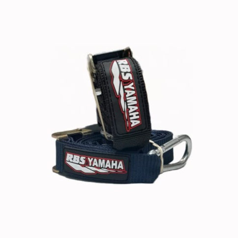 RBS-YAMAHA RBS Tie Downs securing motorcycle or equipment with sturdy straps and hooks for transportation or storage.