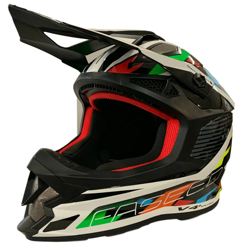 Faseed FS-609 MX helmet in multi-color design, lightweight motocross helmet with ventilation and secure chin strap for motocross riding.