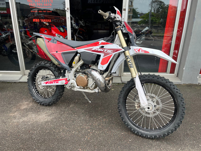 Used Fantic 2025 Fantic 300 XE bike with off-road tires and sleek black frame, ready for adventurous riding.