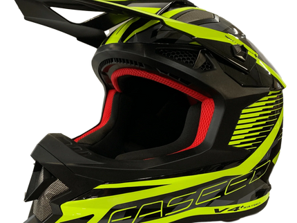 Faseed FS-609 MX helmet in black and yellow with secure strap and ventilation for motocross riding.