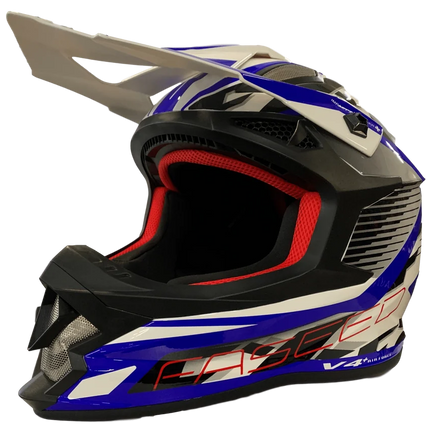 Faseed FS-609 MX Helmet - White/Blue