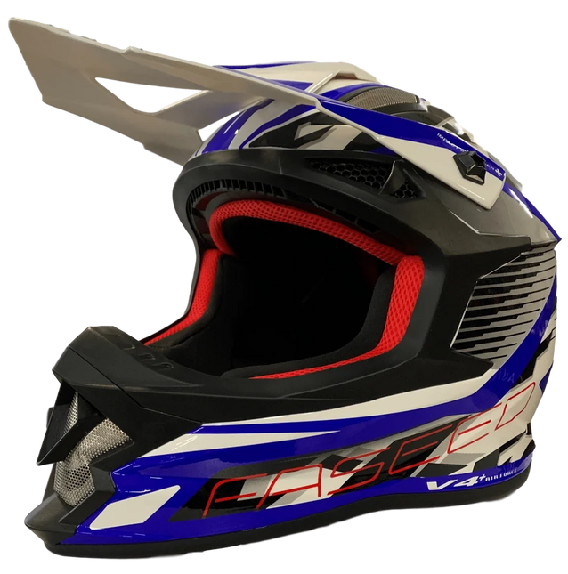 Faseed FS-609 MX Helmet - White/Blue