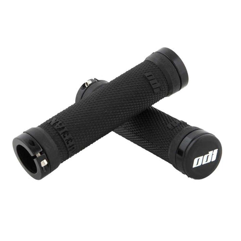 ODI ATV grips, half waffle lock-on style, featuring textured rubber for secure hand grip and control on off-road vehicles.