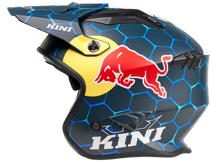 O'NEAL Kini Red Bull XDR Road Helmet in blue, side view showcasing aerodynamic design and ventilation features.