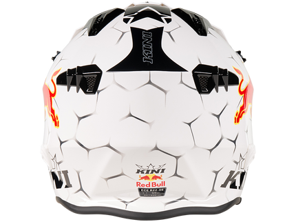 O'NEAL Kini Red Bull XDR Road Helmet 1.0 in white, back view showing aerodynamic design and adjustable strap.