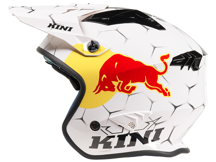 O'NEAL Kini Red Bull XDR Road Helmet 1.0 in white, side view showing sleek aerodynamic design and ventilation features.