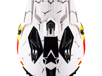 O'NEAL Kini Red Bull XDR 1.0 white road helmet with aerodynamic design and ventilation for cycling.