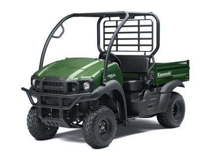 Green 2024 Kawasaki Mule SX 2x4 side-by-side utility vehicle with rugged design and off-road tires.