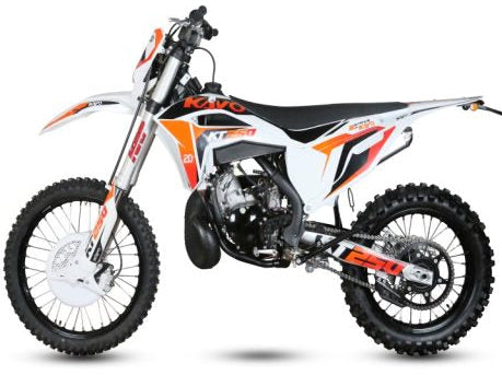 KAYO KT250 Enduro motorcycle with rugged design, off-road tires, and sporty blue and black body in an outdoor setting