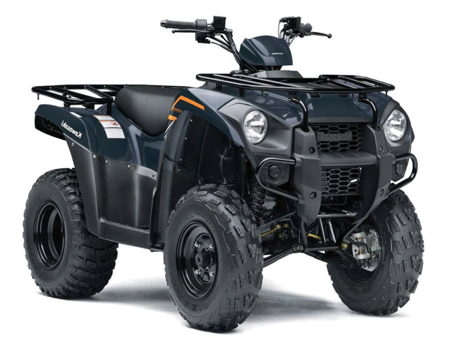 Blue Kawasaki Brute Force 300 FI ATV with rugged tires and handlebars, designed for off-road adventures.