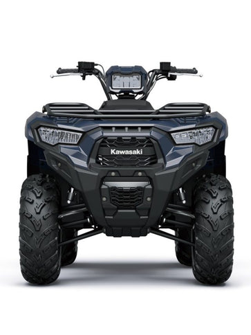 Kawasaki Brute Force 450 4x4 ATV, rugged off-road vehicle with durable tires and sturdy frame, shown from side view.