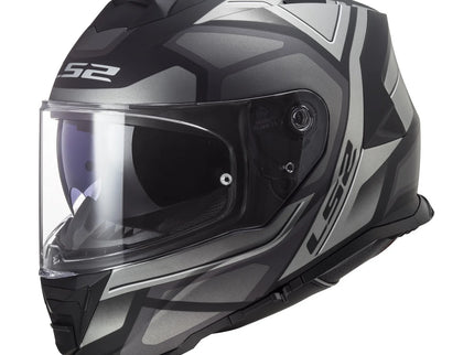 LS2 Storm 2 FASTER Matt Titan road helmet with aerodynamic design, matte finish, and secure strap, ideal for motorcycle riding.