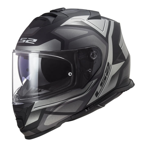 LS2 Storm 2 FASTER Matt Titan road helmet with aerodynamic design, matte finish, and secure strap, ideal for motorcycle riding.
