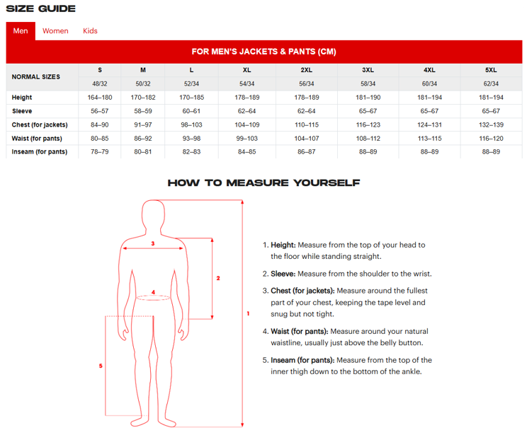 Size chart