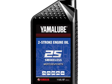 Yamalube 2-Stroke engine oil 1L bottle, clear plastic container with label, designed for motorcycle and small engine lubrication.