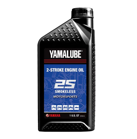 Yamalube 2-Stroke engine oil 1L bottle, clear plastic container with label, designed for motorcycle and small engine lubrication.