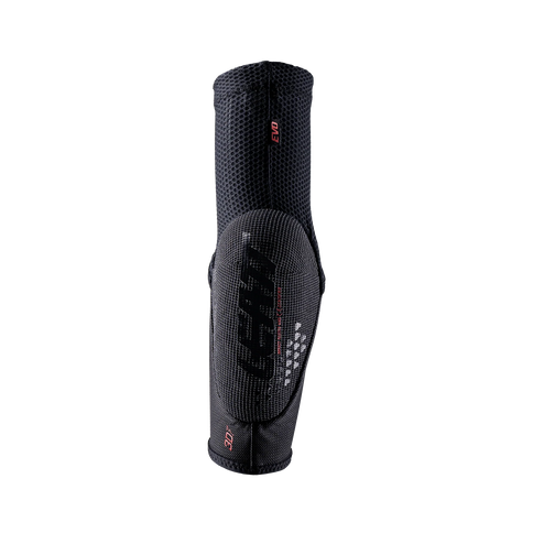Leatt 3DF 5.0 EVO Black Elbow Guard showing a lightweight, protective elbow pad with adjustable straps and durable 3DF impact foam