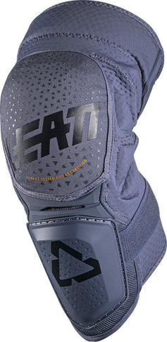 Leatt 3DF Hybrid Flint knee guard showing a durable black knee protector with adjustable straps for sports and outdoor activities.