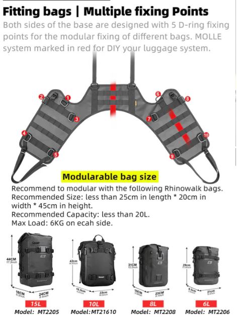 RHINOWALK UNIVERSAL SADDLE BAG MOUNTING BASE