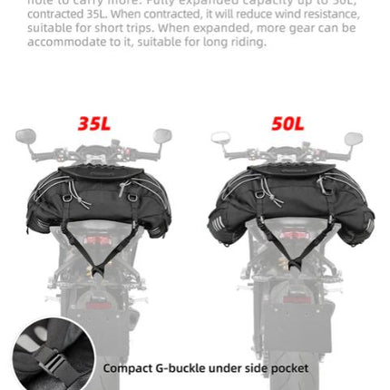 RHINOWALK MOTORCYCLE TAIL BAG - 35L-50L (EXPANDABLE)