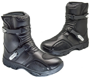 Metalize Explore Adventure Boots in black with rugged soles, designed for outdoor exploration and durability.