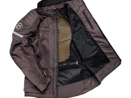 Brown ACERBIS METALIZE 485 airflow road jacket with lightweight, breathable fabric and sporty design for motorcycle riding.