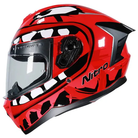NITRO N700 BIGMOUTH RED road helmet with red and white design, featuring a sleek aerodynamic shape for cycling safety and style.