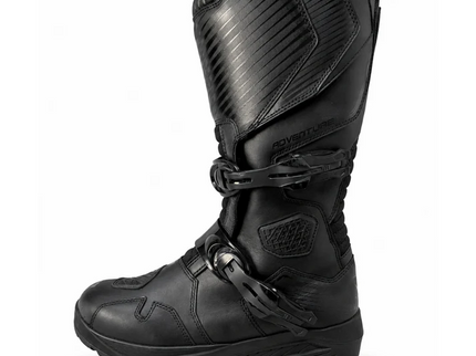 Black Nexo BT-2296 adventure road boots with sturdy design and rugged soles, suitable for outdoor motorcycle riding.