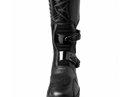Black NEXO BT-2296 Adventure Road Boots with sturdy leather construction and rugged sole for outdoor riding and adventure.