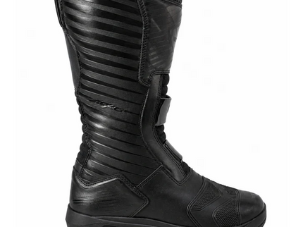 Black NEXO BT-2296 Adventure Boots for road riding, featuring sturdy leather construction and rugged design.