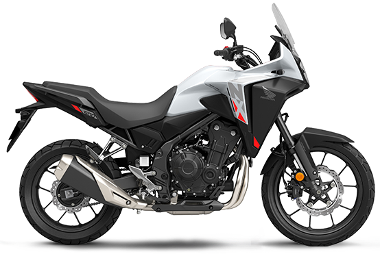 Honda NX500 motorcycle in white with a sleek design and sporty look, displayed in a high-quality image.
